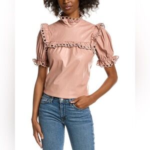 Stellah NWT woman’s faux leather eyelet top size xs